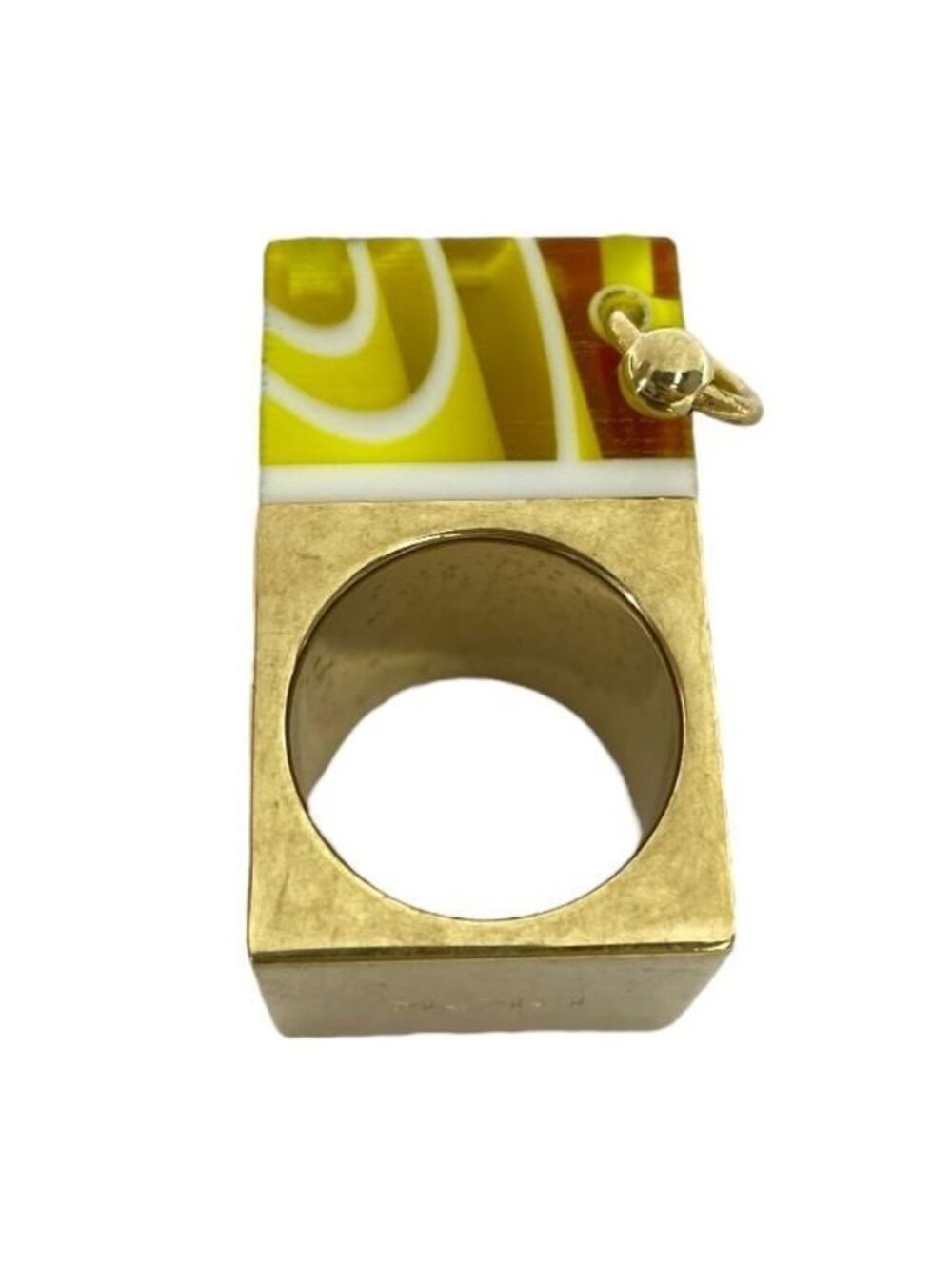 Christian Dior Sorbet Ring Accessories CD Logo Metal Plastic Yellow - Picture 8 of 8